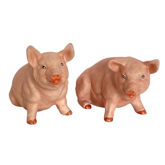 Royal Crown Porcelain Pig Figurines Set Of 2 Collectible Decorative Pieces - Picture 1 of 14